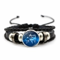Multi-layer woven leather Aries zodiac bracelet with constellation glass cabochon - Aries (XSWX7346-7)
