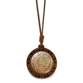 Collier pendentif calendrier aztèque en bois avec cordon en cire tressé à la main marron - Ton Vintage Marron Or (XSWX7378-8)