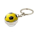 Soccer ball keychain with yellow and black pattern and silver metal ring - Yellow/Black Soccer (XSWX7360-1)