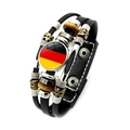 Multilayer leather bracelet with German flag glass cabochon in vintage punk style - Germany (XSWX7337-1)