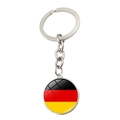 Deutschland Flagge Schlüsselanhänger mit rundem Glasstein und Silbermetallring - Deutschland-Stil