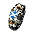 Multilayer leather bracelet with Scotland flag charm and vintage wooden beads - Scotland (XSWX7337-3)