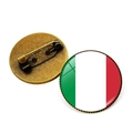 Spilla rotonda bandiera Italia con cupola in vetro e base in metallo bronzo - Stile Italia