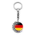 Rotatable lunar keychain with German flag graphic and silver polished finish - Germany Style