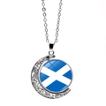 Crescent moon necklace featuring Scotland flag pendant with silver rotating design - Scotland (XSWX7341-3)