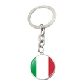 Metallschlüsselanhänger mit rundem Glas-Anhänger und dem Motiv der italienischen Flagge - Italien-Stil