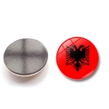 Round magnetic fridge magnet featuring the Albania flag design with a crystal glass finish - (25MM)-8-Albania