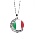 Zilveren halve maan ketting met roterende Italiaanse vlag hanger voor voetbalfans - Italië (XSWX7341-5)
