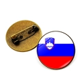Spilla bandiera Slovenia in vetro con base in bronzo antico e chiusura sicura - Slovenia