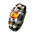 Retro multilayer leather bracelet featuring the Spanish flag with wooden beads and punk style - Spain (XSWX7337-7)