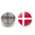 Round Denmark flag crystal glass fridge magnet with 30mm magnetic base in two-piece set - (25MM)-10-Denmark
