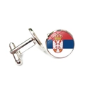 Silver cufflinks with Serbia flag and double-headed eagle glass cabochon - Silver / Serbia (XSWX7343-12)