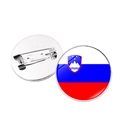 Round Slovenia flag glass dome pin badge with metal base and secure safety clasp - Slovenia
