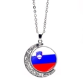 Halsketting met roterende maan hanger en Slovenië vlag embleem voor voetbalfans - Slovenië (XSWX7341-9)