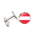 Fashion cufflinks with Austria national flag and glass cabochon for men's suits - Silver / Austria (XSWX7343-13)