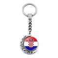 Rotating crescent moon keychain with Croatia flag design in polished silver finish - Croatia
