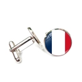 French flag glass cufflinks in silver metal finish for men's formal shirts - Silver / France (XSWX7343-14)