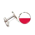 Men's silver cufflinks with Poland flag glass dome and bullet back closure - Silver / Poland (XSWX7343-16)