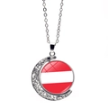 Draaibare zilveren maan hanger ketting met Oostenrijkse vlag voor voetbalfans cadeau - Oostenrijk (XSWX7341-13)