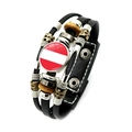 Multilayer leather bracelet featuring Austria flag charm and vintage beads - Austria (XSWX7337-13)