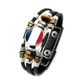 Multilayer leather flag bracelet featuring French national flag and metallic beads - France (XSWX7337-14)