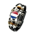 Multilayer leather bracelet with Netherlands flag charm and vintage wooden beads - Netherlands (XSWX7337-15)
