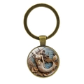 Portachiavi vintage con sirena in bronzo e ciondolo in gemma per borse e auto - Bronzo Antico