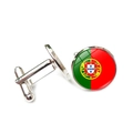 Elegant Portugal flag cufflinks with silver metal finish and glass dome for men's suits - Silver / Portugal (XSWX7343-23)