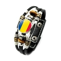 Handmade leather beaded bracelet featuring the tricolor flag of Romania or Chad - Romania (XSWX7337-17)