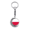 Rotating crescent moon keychain featuring the Poland national flag pendant design - Poland Landmark