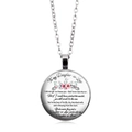 Collier à pendentif rond argenté avec fleurs roses et message pour ma chère fille - Argent