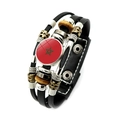 Multilayer leather bracelet with Morocco flag glass cabochon and vintage beads - Morocco (XSWX7337-25)