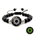 Luminous black sun and moon beaded bracelet with matte beads and glow-in-the-dark feature - Luminous Sun (XSWX7545-太阳)