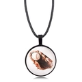 Collier avec pendentif en verre motif baseball et cordon en cuir ciré noir élégant - Style Gant de Baseball (XSWX7470-3)