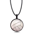 Collier avec pendentif cabochon en verre motif volley-ball et cordon noir élégant - Style Volleyball (XSWX7470-6)