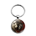 Portachiavi con ciondolo in vetro leone Yin Yang con anello d'argento e motivo artistico - Motivo Leone Yin Yang (XSWX7543)