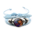 Hellblaues Boho-Lederarmband mit geflochtenen Schnüren und Sonne-Mond-Glasstein - Blau Zeitstein Stil 1 (XSWX7469-1)