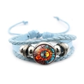Hellblaues mehrlagiges Lederarmband mit Sonne und Mond Glas-Edelsteinanhänger - Retro Kunst Sonne Mond Stil 6 (XSWX7469-6)