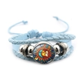 Hellblaues mehrlagiges geflochtenes Lederarmband mit Sonne- und Mond-Glasanhänger - Sonne und Mond Verflochten Stil 7 (XSWX7469-7)