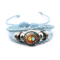 Hellblaues mehrlagiges geflochtenes Lederarmband mit Sonne und Mond Cabochon - Retro Illustration Sonne Mond Stil 8 (XSWX7469-8)