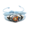 Mehrlagiges hellblaues geflochtenes Lederarmband mit Sonne und Mond Glas-Amulett - Zeitstein Sonne Mond Stil 9 (XSWX7469-9)