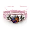 Rosa mehrlagiges Lederarmband im Boho-Stil mit Sonnen- und Mond-Glasstein-Anhänger - Sonne und Mond Rosa Stil 1 (XSWX7469-1)