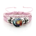 Rosa mehrlagiges Lederarmband mit Sonne und Mond Glas-Cabochon Anhänger Schmuck - Vintage Sonne Mond Rosa Stil 2 (XSWX7469-2)