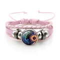 Rosa mehrlagiges Lederarmband mit Sonnen- und Mond-Glasedelstein-Anhänger - Böhmisch Rosa Stil 4 (XSWX7469-4)