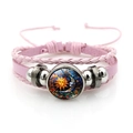 Mehrlagiges gewebtes Lederarmband in Rosa mit einem Sonnen- und Mond-Glascabochon - Exquisit Sonne Mond Rosa Stil 5 (XSWX7469-5)