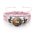 Mehrlagiges Lederarmband in Rosa mit Sonne-Mond Glas-Cabochon im Boho-Stil - Sonne und Mond Union Kunst Rosa Stil 8 (XSWX7469-8)
