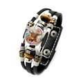 Multilayer leather bracelet featuring Highland Cow pendant and vintage beads - Colorful Flower Wreath Cow Style (XSWX7598-3)