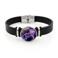 Bracciale Scorpione in pelle con ciondolo in vetro galassia viola e chiusura argento - Scorpione (XSWX7572)