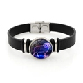 Bracciale Ariete in pelle nera con ciondolo zodiacale luminoso e chiusura in argento - Ariete (XSWX7572)