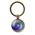 Fibonacci Spirale Schlüsselanhänger mit antiker Bronze und buntem Glas-Fraktal-Design - Fibonacci-Spirale / Antikbronze